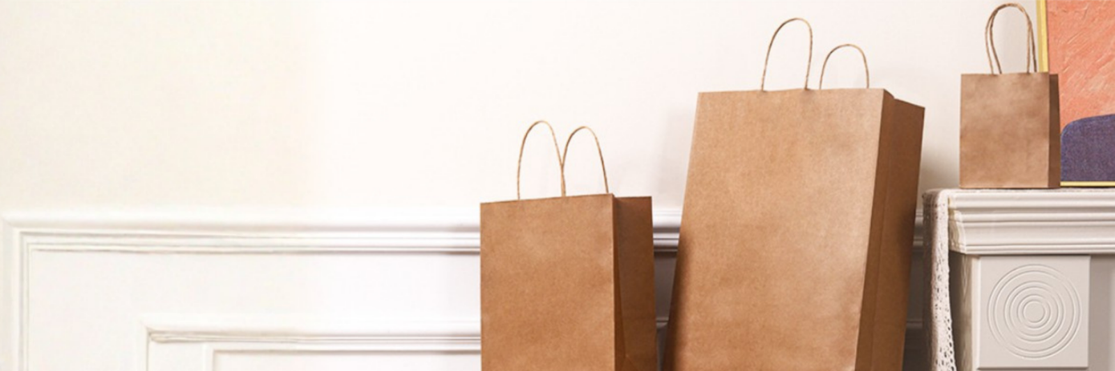 Natural kraft paper shopping bag with eco-friendly branding