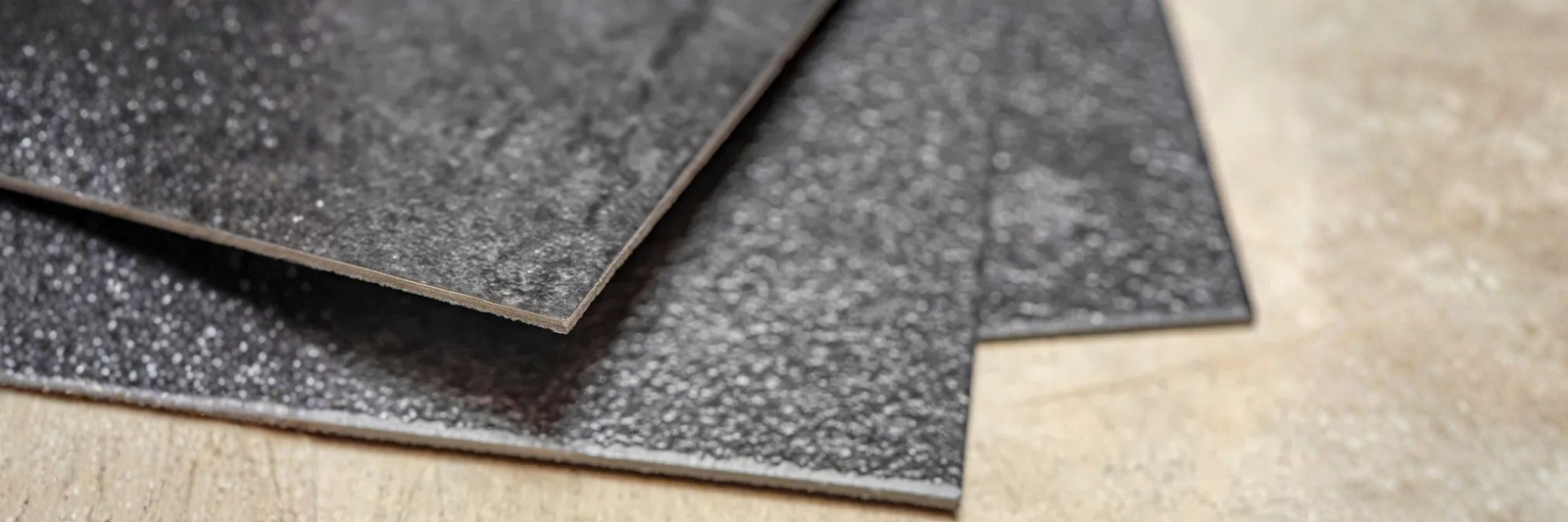 Stone plastic composite SPC material with marble and wood grain effect for packaging